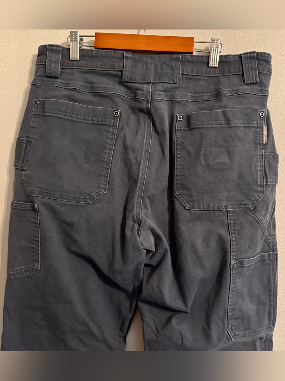 Duluth Trading Flex Fire Hose Relaxed Fit Canvas Carpenter Pants Mens 34x34 Gray